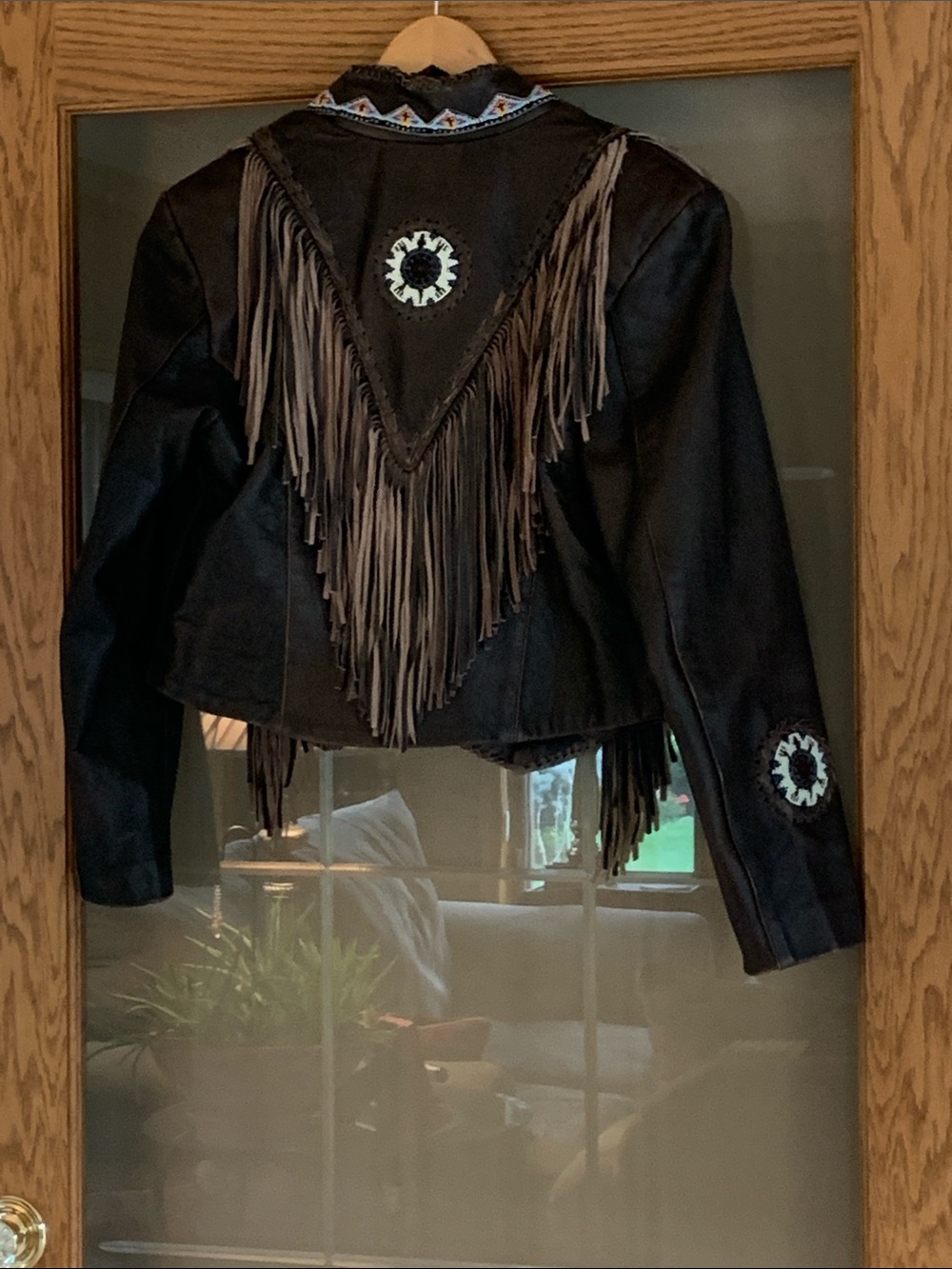 Brown Beaded Fringe Leather fully Lined Jacket with Western Feel - Picture 3 of 15